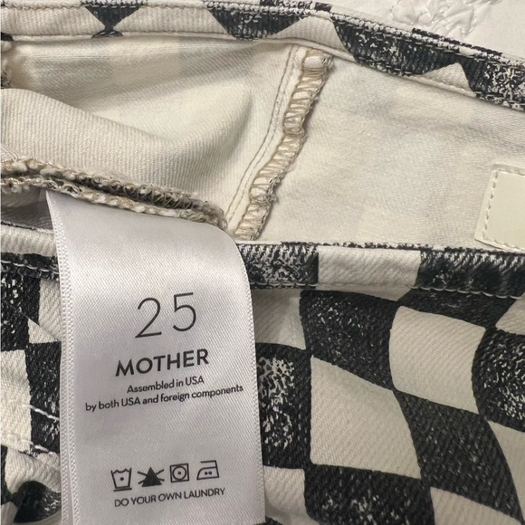 MOTHER Black/White Checkered Mini 🏁 Skirt Size 25 Waist - Picture 3 of 4